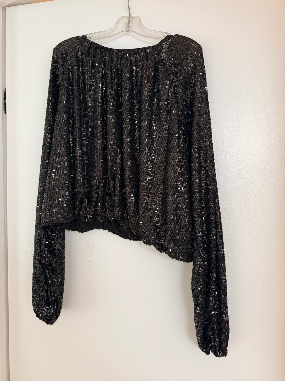 H&M Black Sequin Long-Sleeve Top